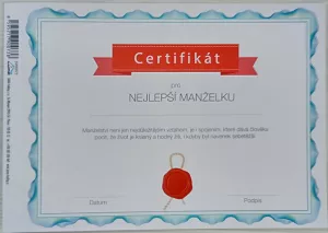 Certifikát manželka