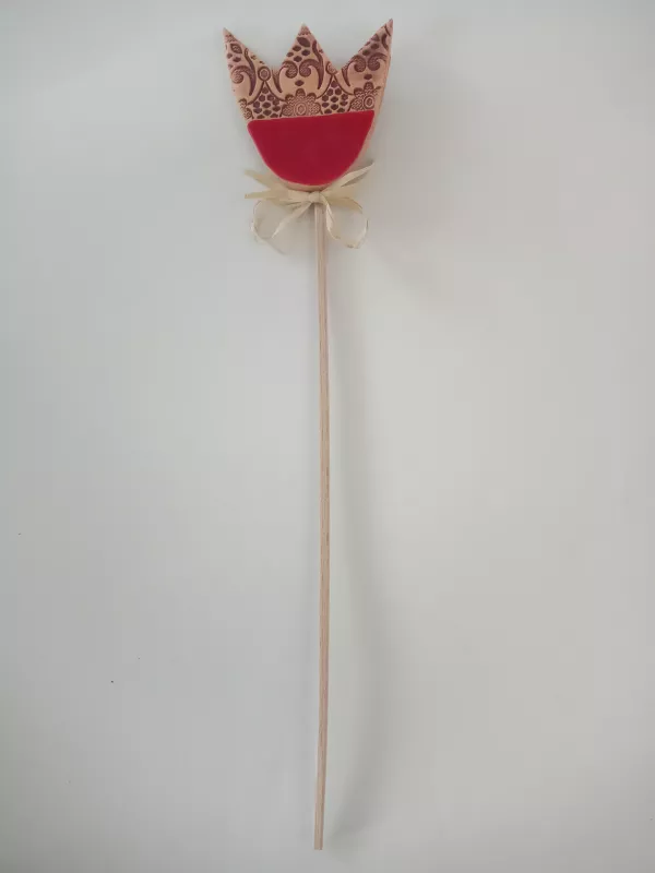 Keramický zápich tulipán - červený DANETA - chráněná dílna