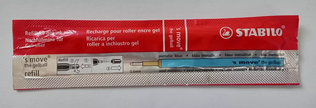 Náplň do gelového pera - metalická modrá STABILO