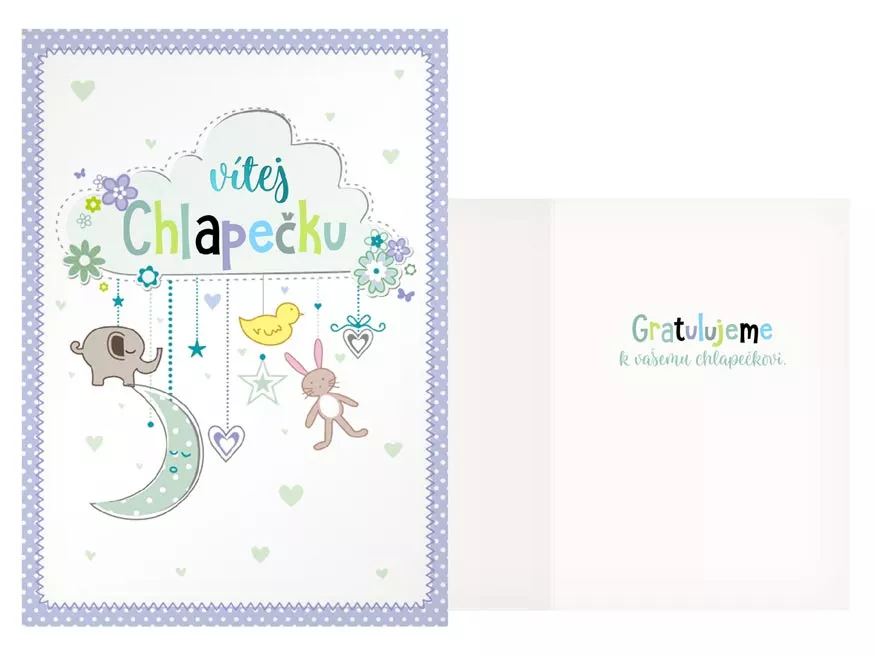 Přání k narození miminka - Vítej chlapečku MFP paper s.r.o.