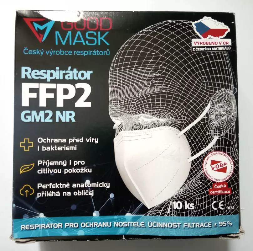 Respirátor FFP2 - FFP2 GM2 NR černý GOOD MASK s.r.o.