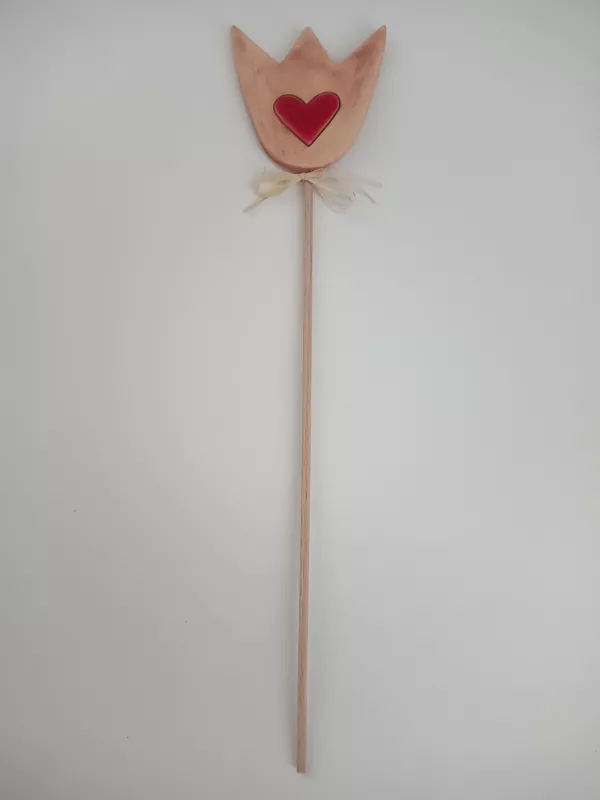 Keramický zápich tulipán - se srdíčkem DANETA - chráněná dílna