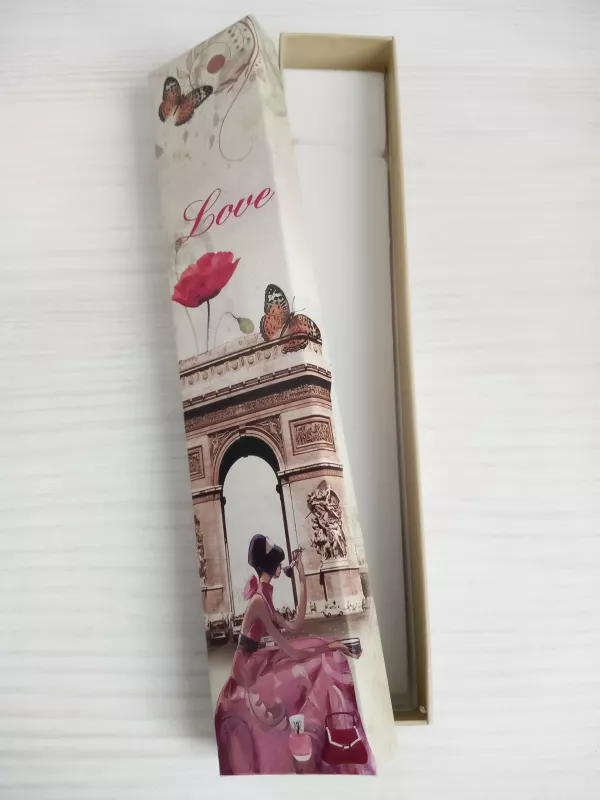 Dárková krabička úzká motiv móda - Love Vyrobeno v Číně