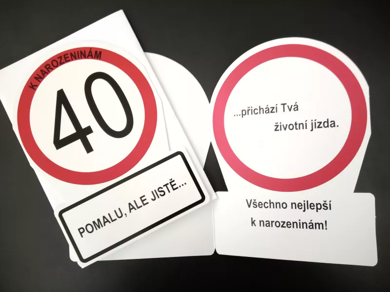 Přání k narozeninám - dopravní značka - 40 ALBI