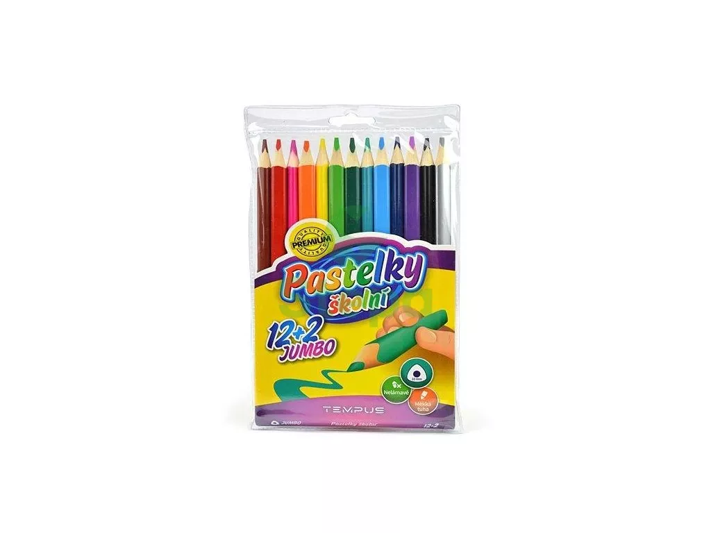 Pastelky školní trojhranné jumbo 12+2 TEMPUS s.r.o.