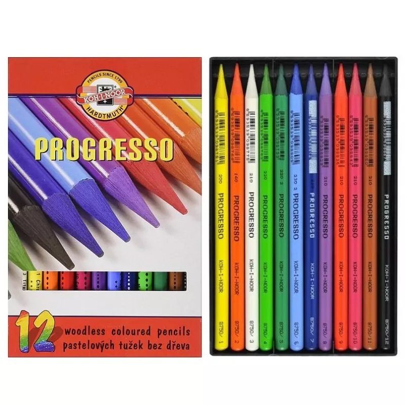 Souprava pastelek v laku Progresso - 12 ks KOH-I-NOOR Hardtmuth