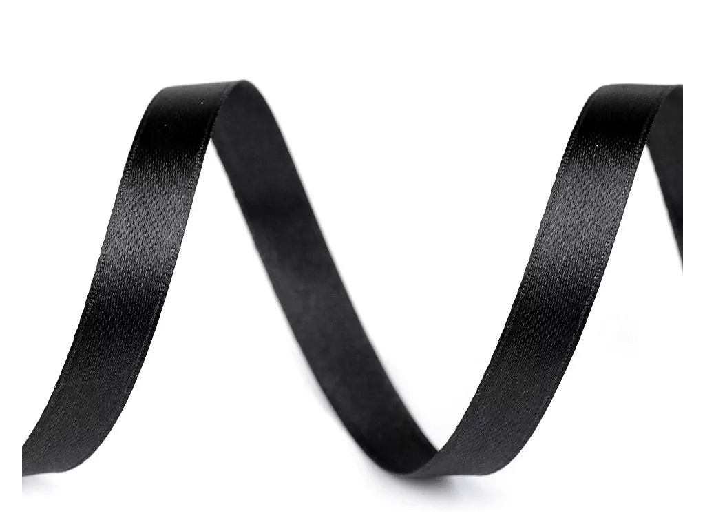 Atlasová stuha oboulícní 10 mm - černá