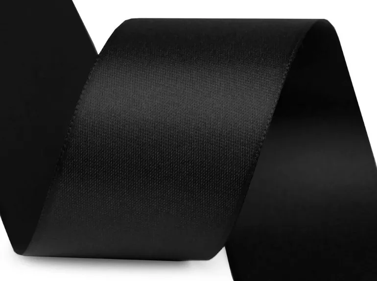 Atlasová stuha matná oboulícní - černá STUHA a.s. Dobruška