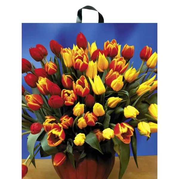 Taška PE s páskovým uchem - Tulipány