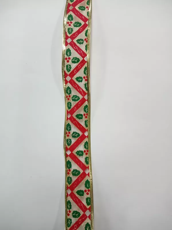 Stuha organzová vánoční - Mini větvičky