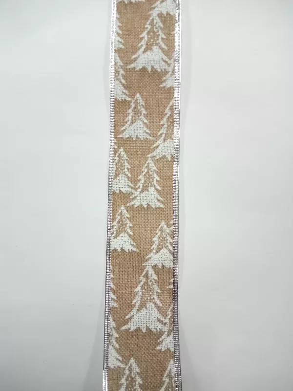 Jutová stuha vánoční - Stromky v lese