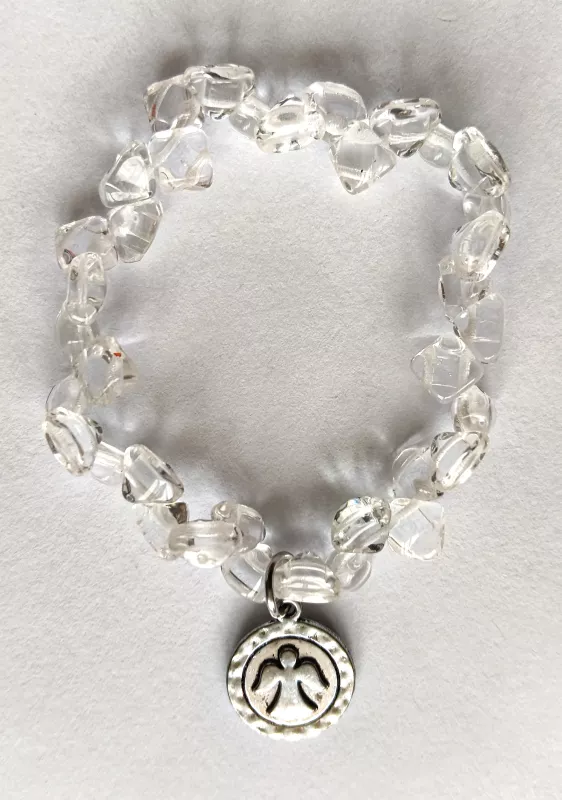 Náramek korálkový - bílý s andílkem