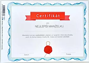 Certifikát manželka