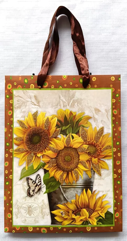 Dárková taška LUX 18 x 23 cm - slunečnice a motýl