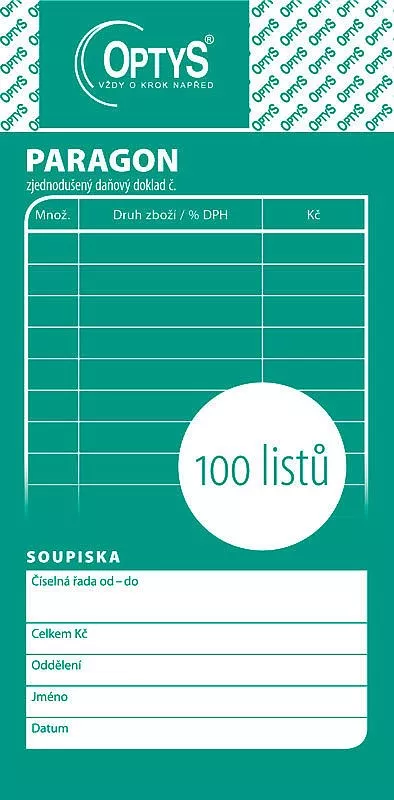 Obchodní paragon OPTYS s.r.o.