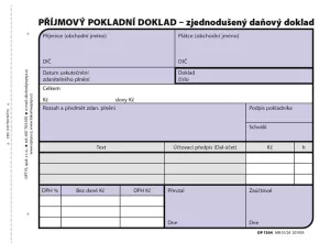Příjmový pokladní doklad A6 OPTYS s.r.o