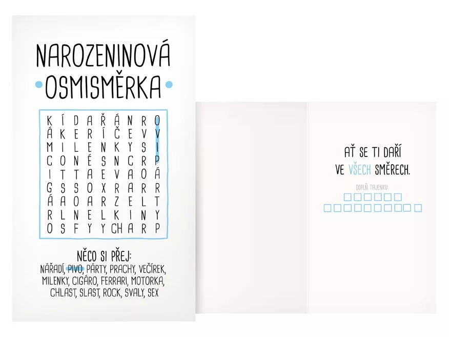 Přání humorné - Osmisměrka pro něj MFP paper s.r.o.