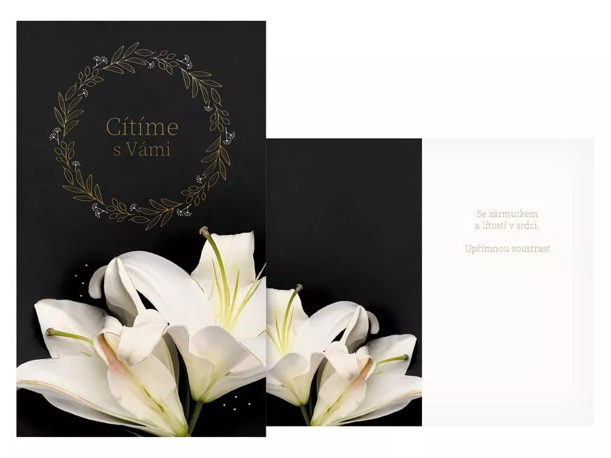 Kondolence - Bílé lilie na černém pozadí MFP paper s.r.o.