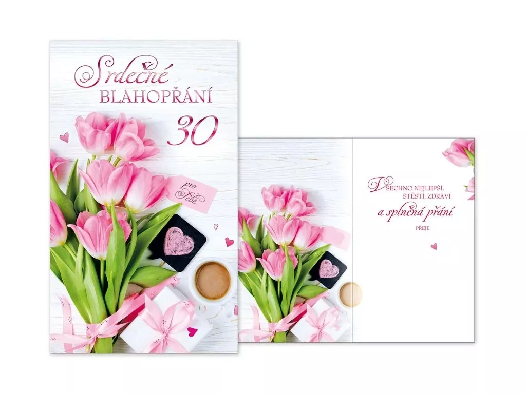 Přání k 30. narozeninám - Tulipány