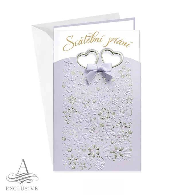 Přání svatební - Svatební přání s mašličkou