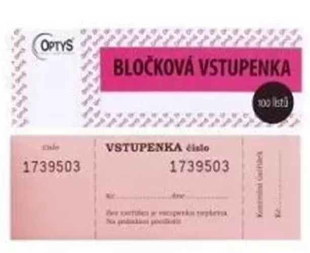 Bločková vstupenka, mix OPTYS s.r.o.