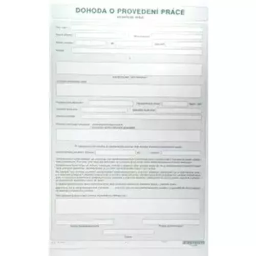 Dohoda o provedení práce - tiskopis SEVT