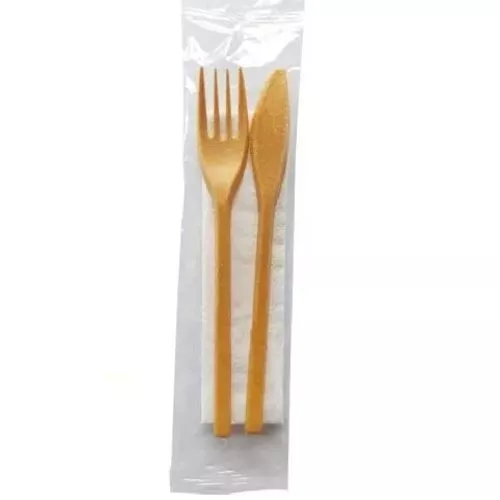 Příborový set EKO - Vidlička a nůž hnědý EcoPack